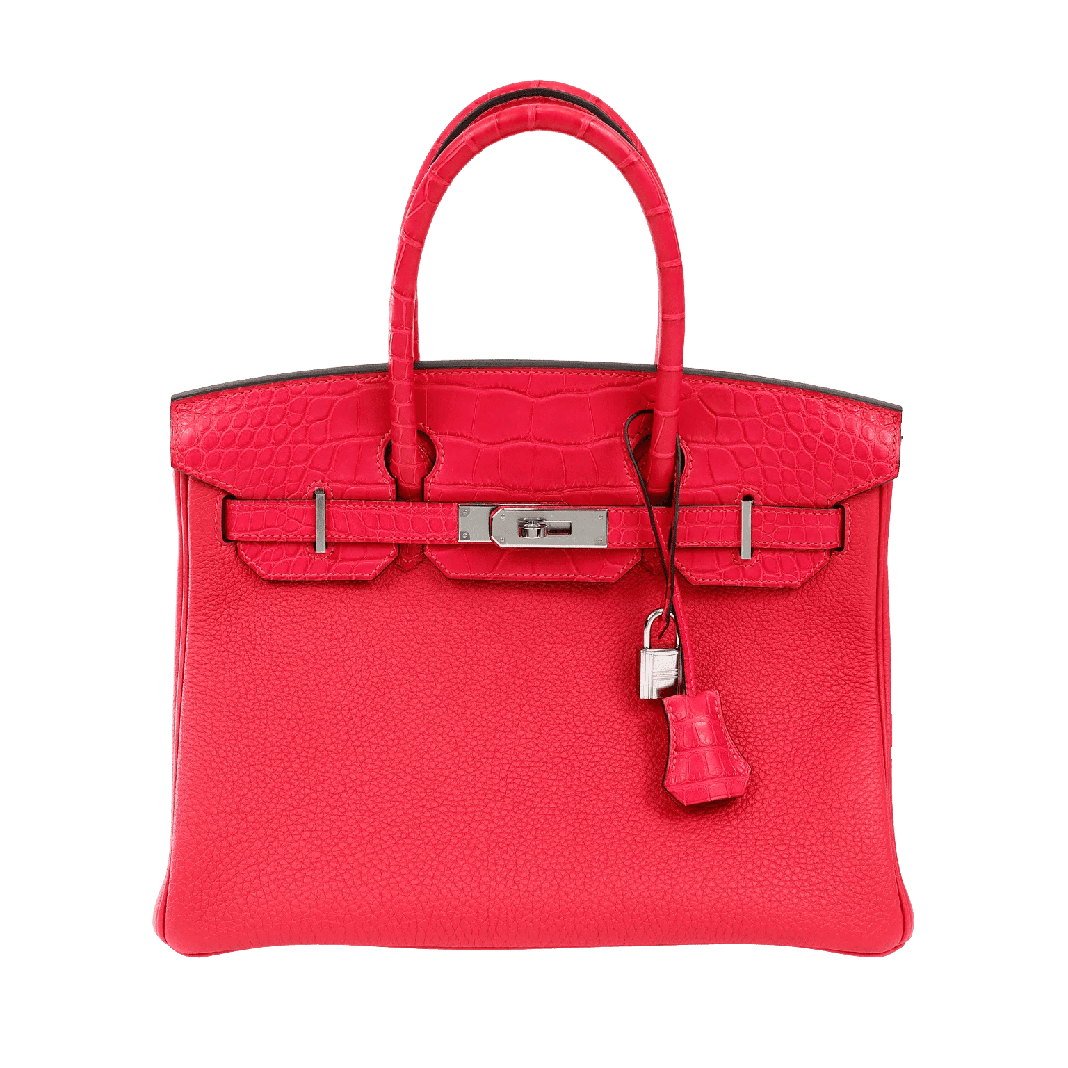 HERMÈS 30CM FRAMBOISE ROSE CROC TOUCH BIRKIN W/ PALLADIUM HARDWARE