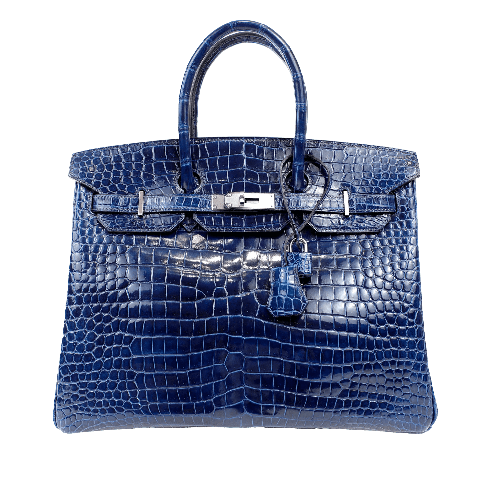 HERMÈS 35CM BLUE MARINE CROCODILE BIRKIN WITH PALLADIUM HARDWARE