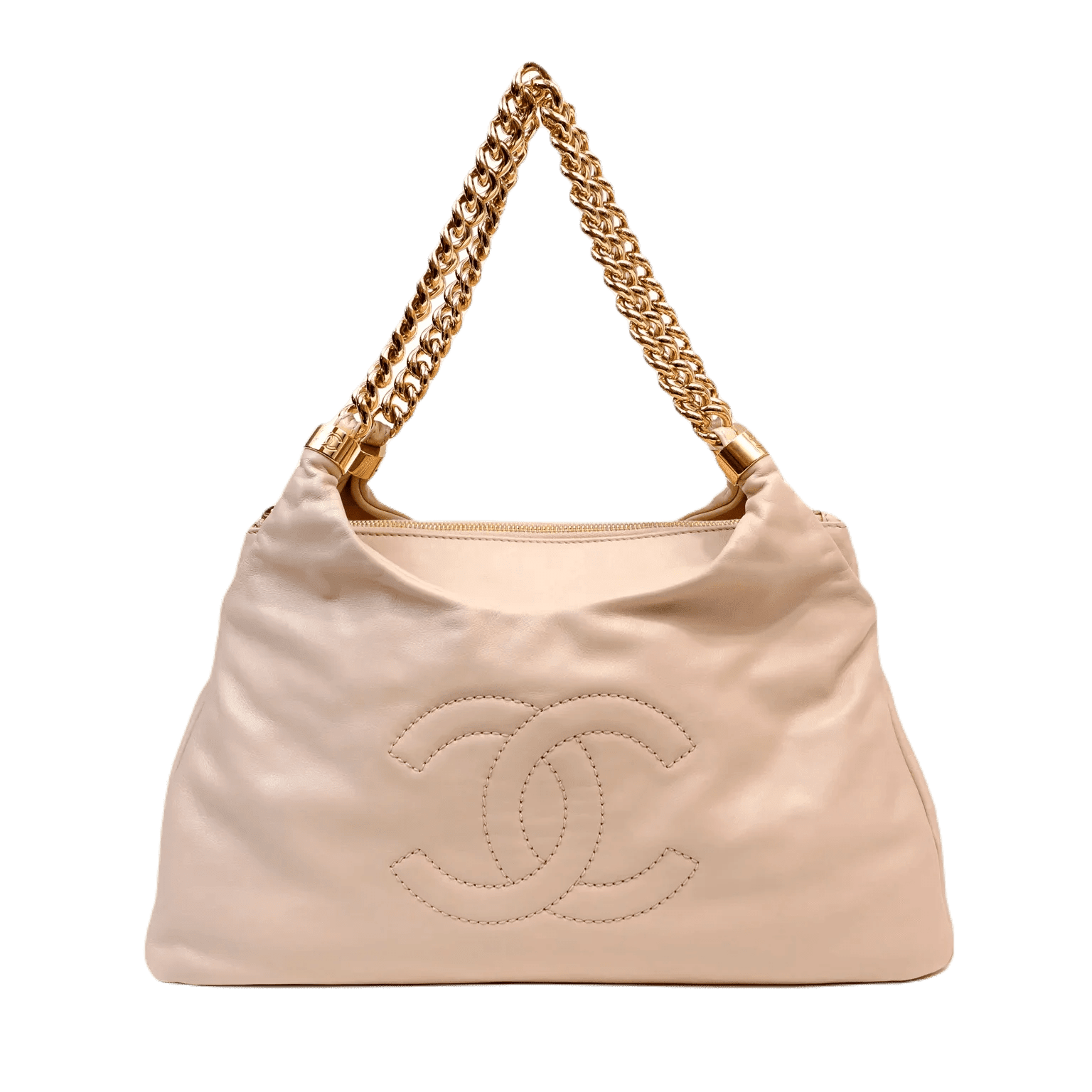 CHANEL BEIGE LAMBSKIN RODEO DRIVE HOBO