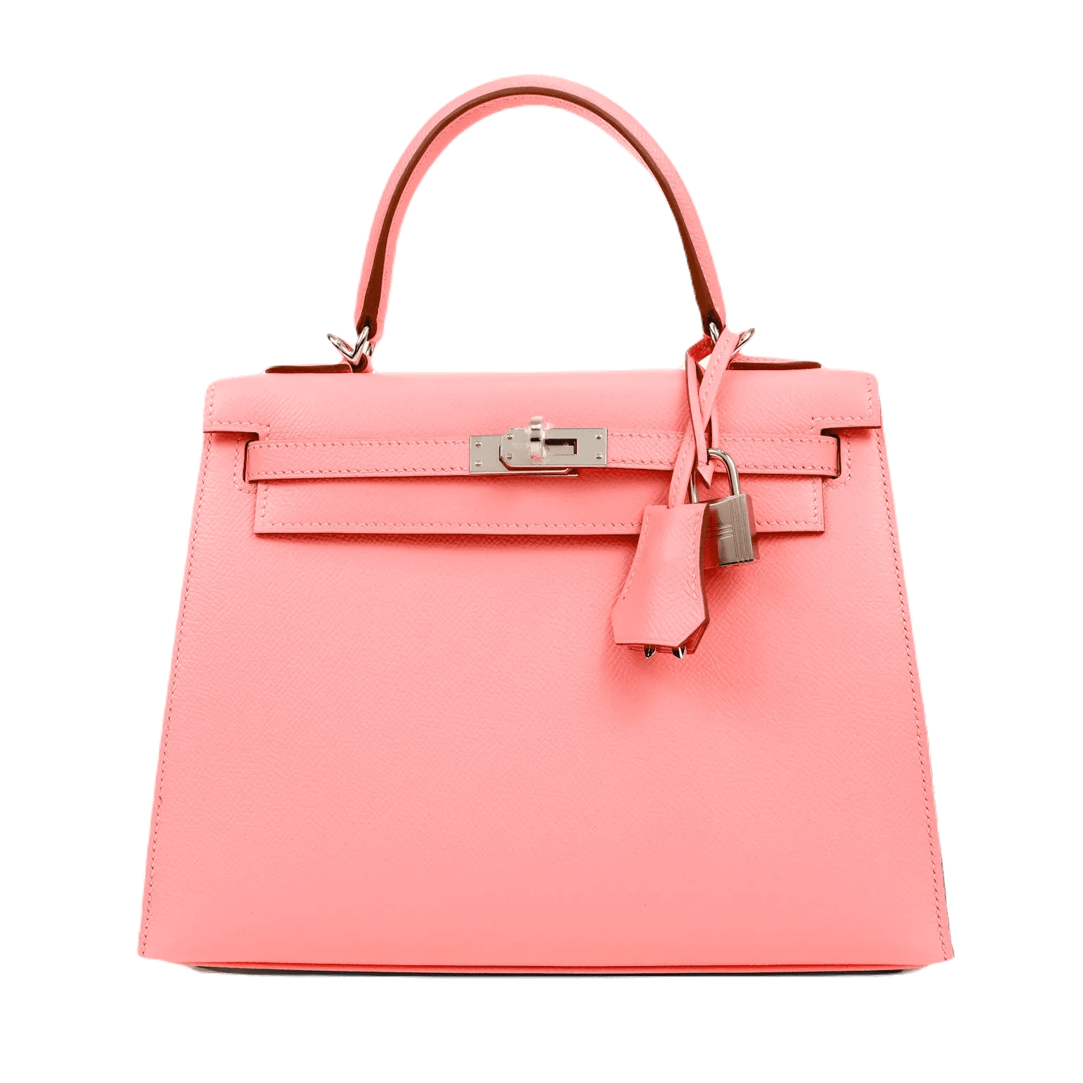 HERMÈS NEW 25CM ROSE CONFETTI SELLIER EPSOM KELLY WITH PALLADIUM HARDWARE
