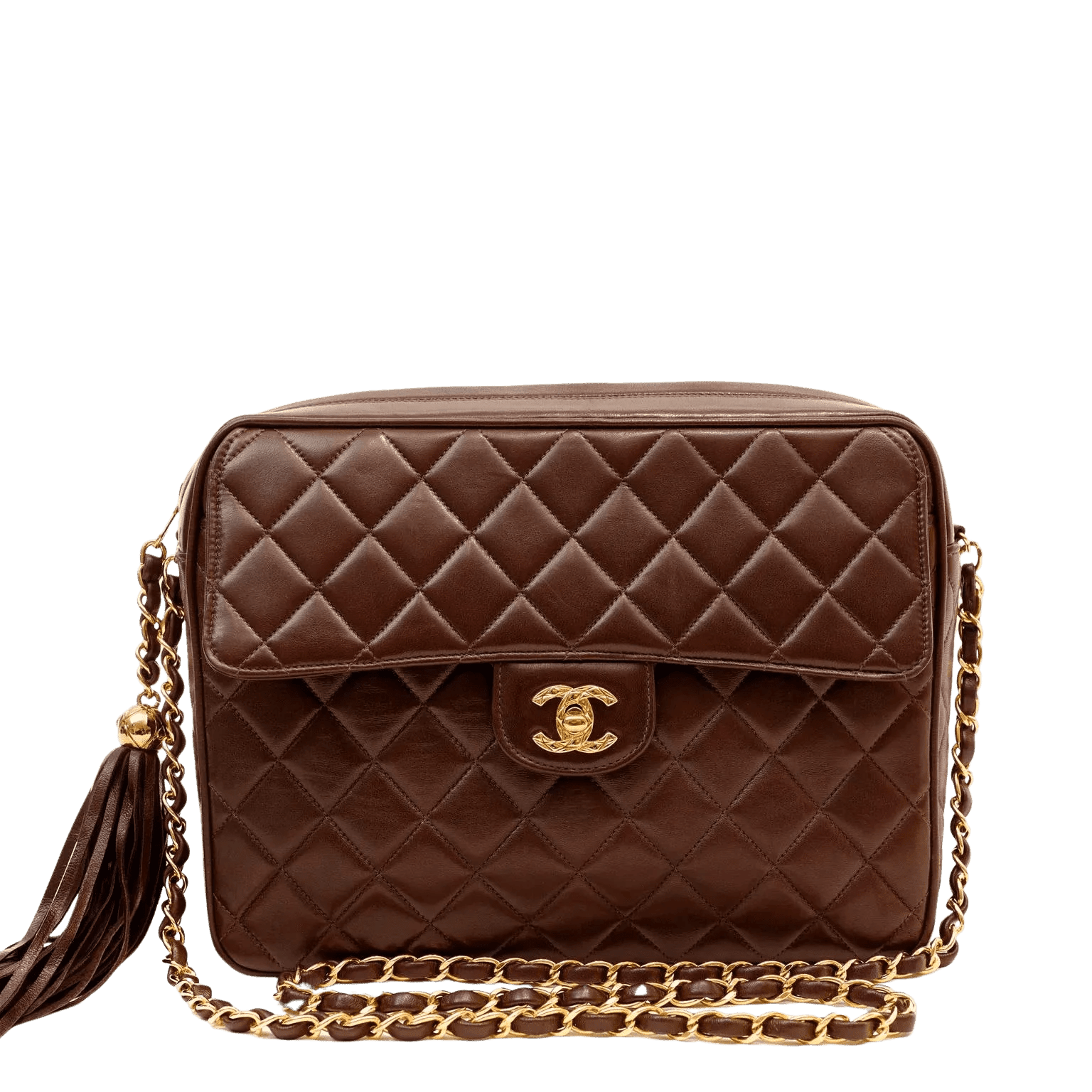 CHANEL BROWN LAMBSKIN VINTAGE CAMERA BAG - Only Authentics