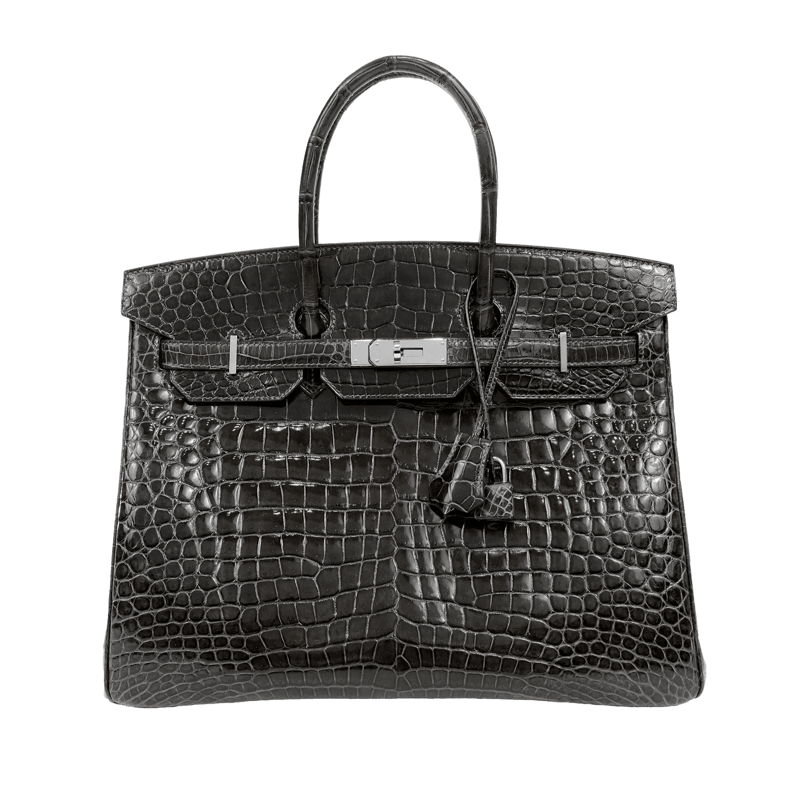 HERMÈS 35CM GRAPHITE CROCODILE BIRKIN W/ PALLADIUM HARDWARE
